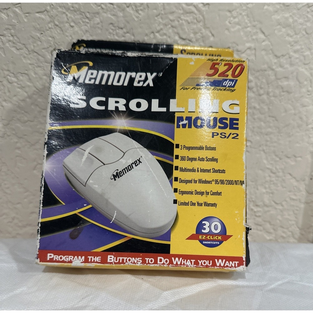 Vintage‎ Memorex Scrolling Computer Laptop Mouse- Programmable Buttons